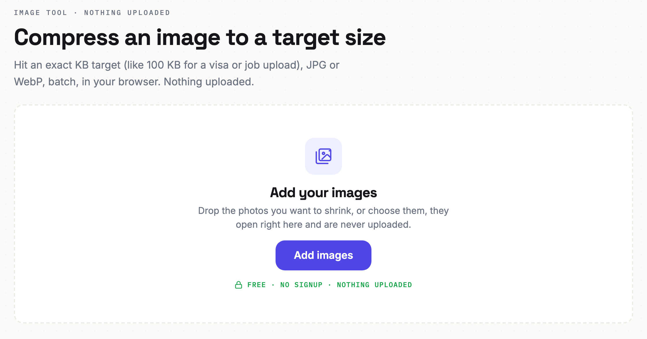 Reamly image compression tool screen
