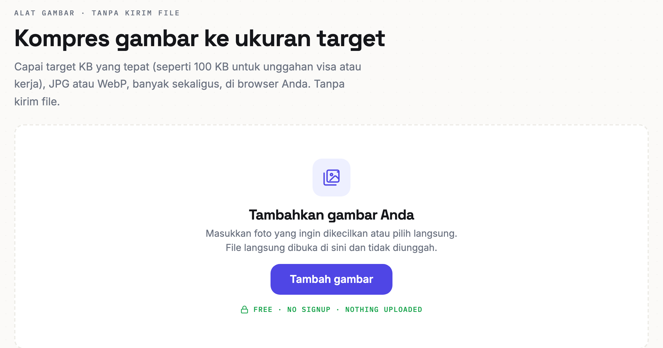 Tampilan alat kompres foto Reamly