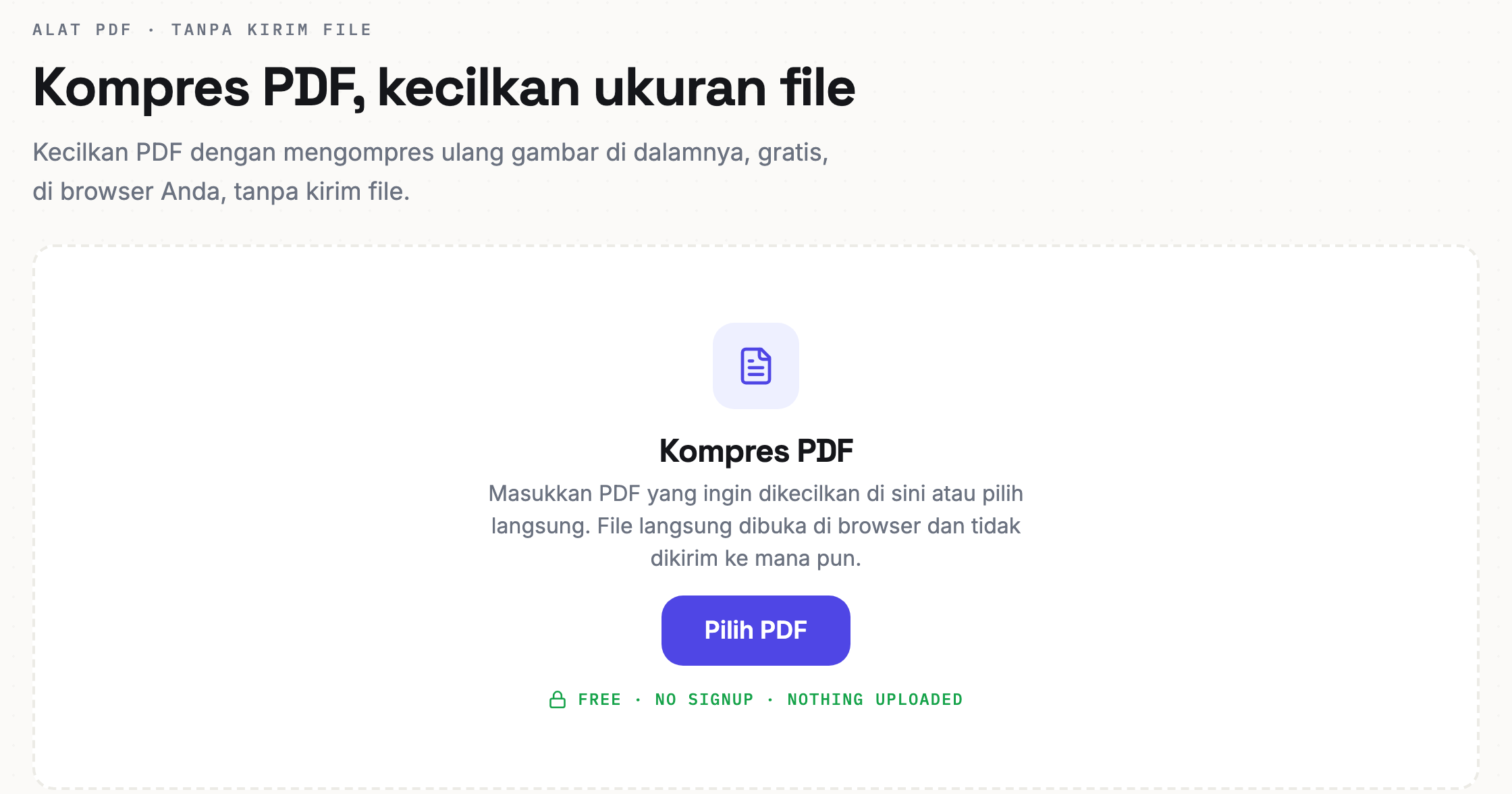 Tampilan alat kompres PDF Reamly