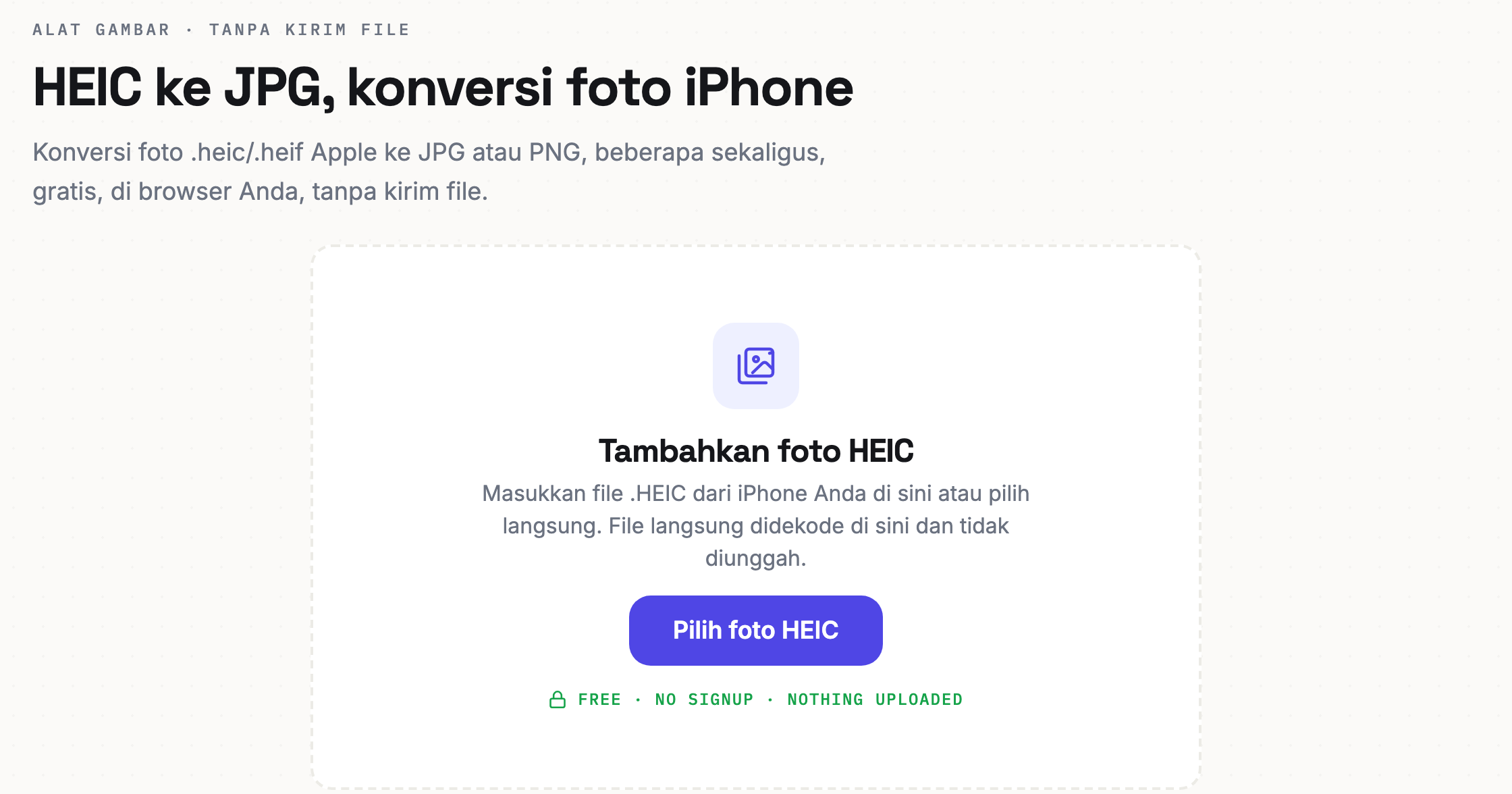 Tampilan alat konversi HEIC ke JPG Reamly